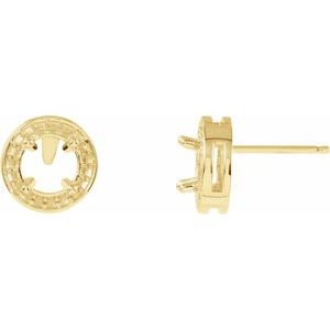 18K Yellow Gold 5.2 mm Round Halo-Style Earring Mounting