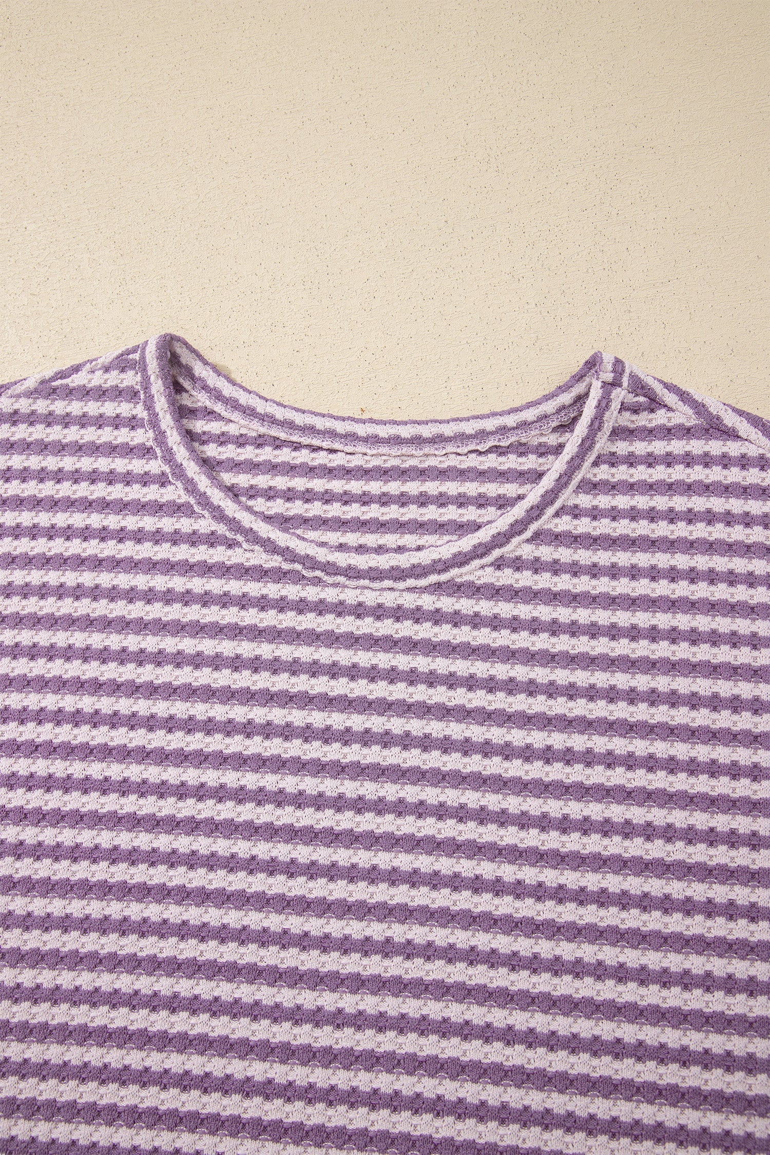 Stripe Textured Knit Top & Short Set