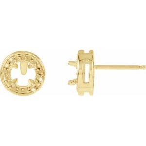18K Yellow Gold 4.4 mm Round Halo-Style Earring Mounting