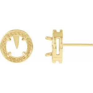 18K Yellow Gold 6.5 mm Round Halo-Style Earring Mounting