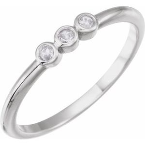 14K White Gold .09 CTW Rose-Cut Natural Diamond Stackable Ring