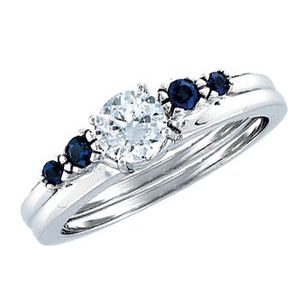 14K White Natural Blue Sapphire Wrap-Style Ring Enhancer