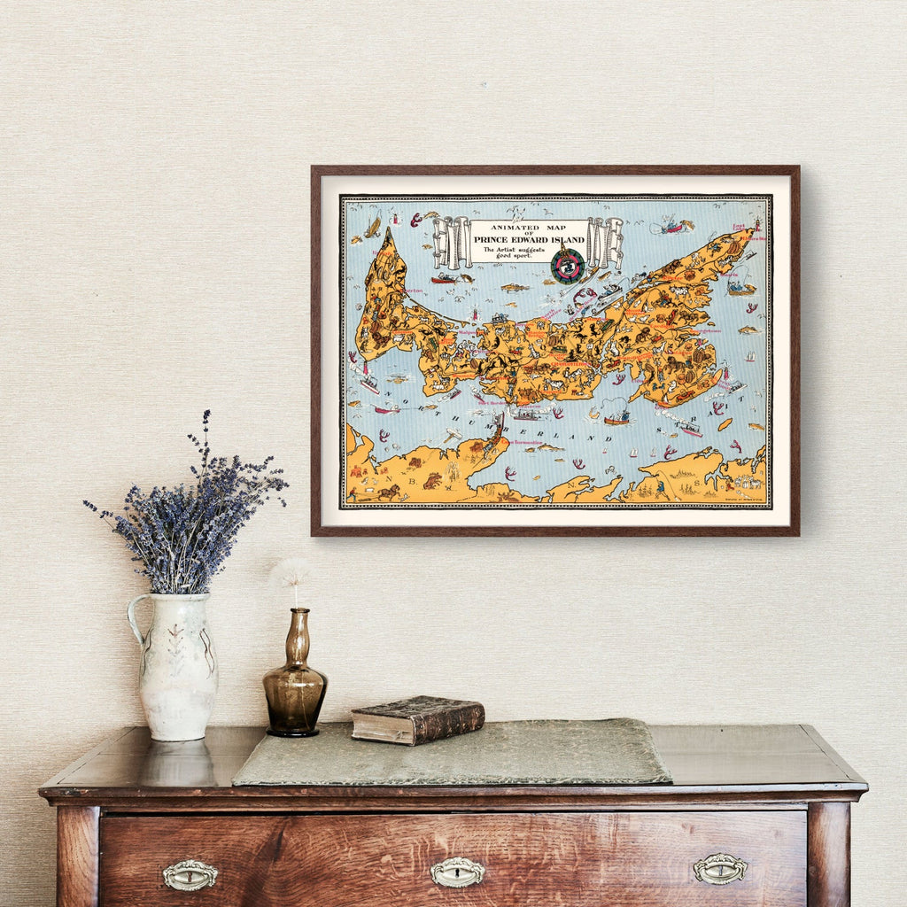 Vintage Animated Map of Prince Edward, Island Canada 1929