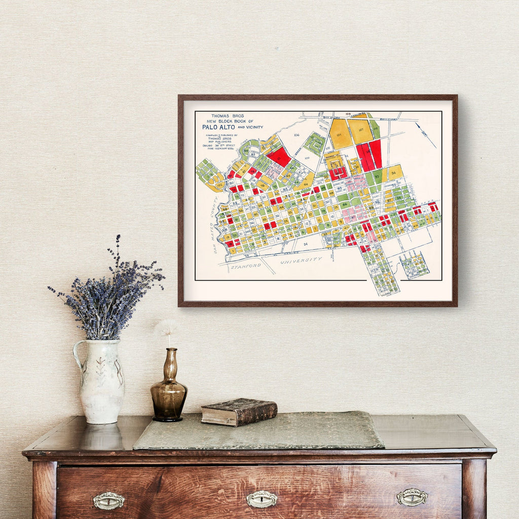Vintage Map of Palo Alto, California 1925