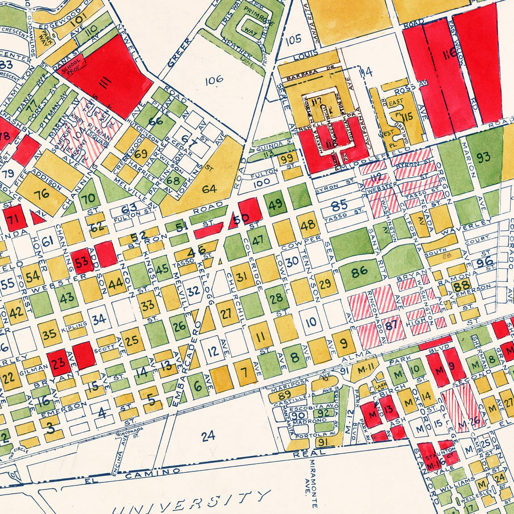 Vintage Map of Palo Alto, California 1925