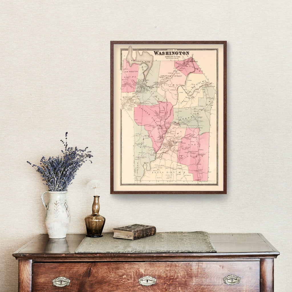 Vintage Map of Washington, Connecticut 1867