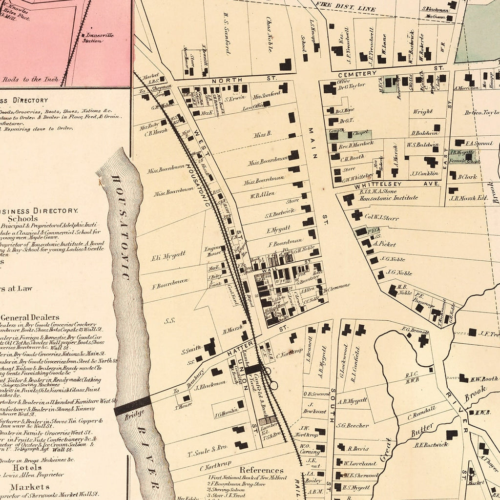 Vintage Map of Lanesville, Connecticut 1867