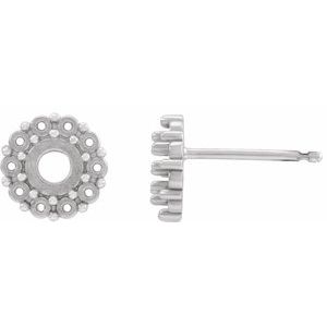 Sterling Silver 3.5 mm Round Rose-Cut Halo-Style Earring Mounting