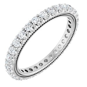 14K White 9/10 CTW Natural Diamond Eternity Band Size 7