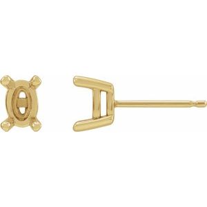 14K Yellow Gold 6x4.75 mm Oval Earring Mounting