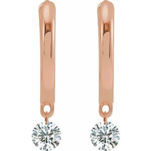 14K Rose Gold 1/3 CTW Drilled Natural Diamond Hinged Hoop Earrings – image 2