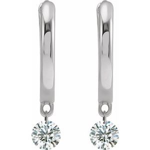 Sterling Silver 1/3 CTW Drilled Lab-Grown Diamond Hinged Hoop Earrings – image 2