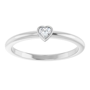 14K White Gold 1/10 CT Natural Diamond Stackable Ring