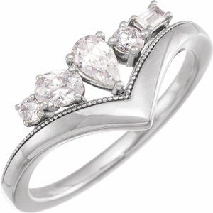 14K White Gold 1/2 CTW Lab-Grown Diamond V Ring