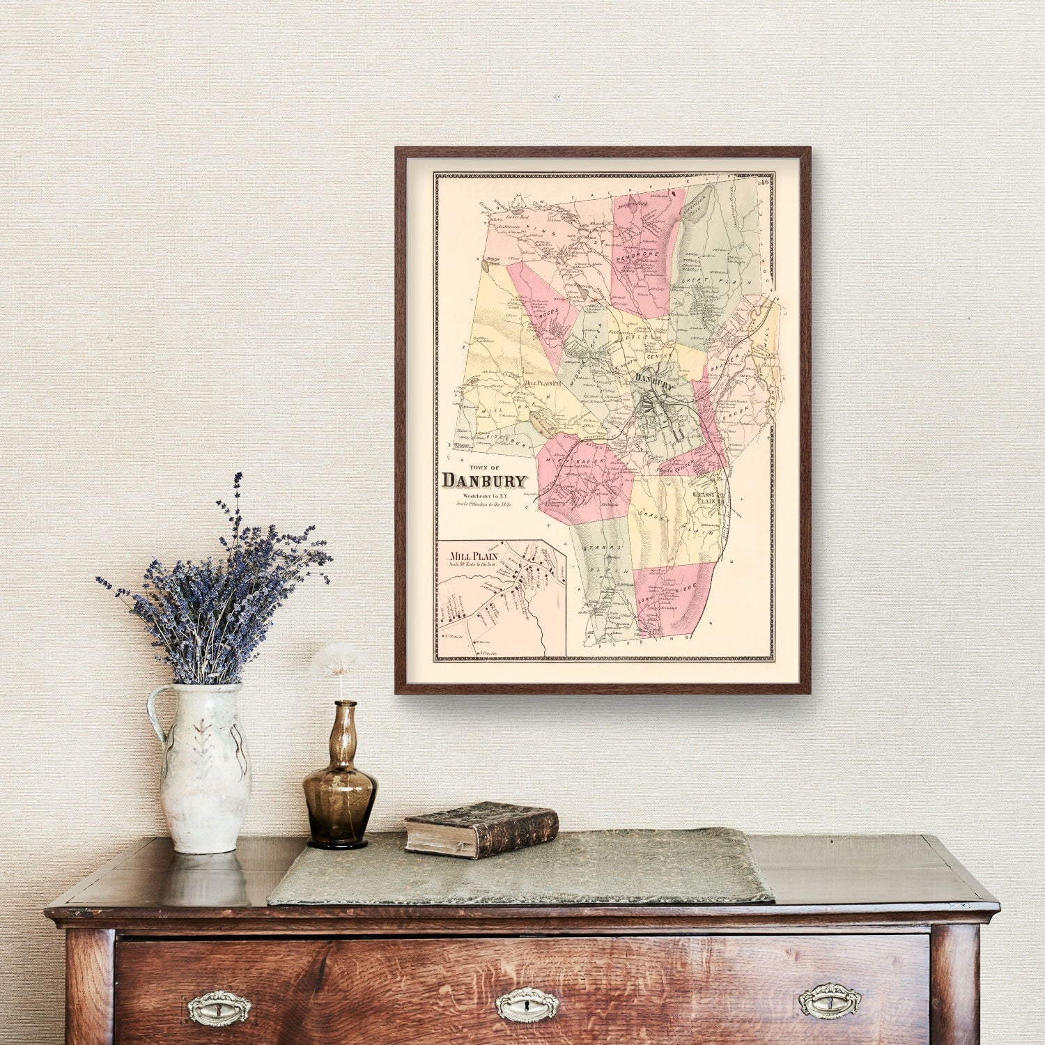 Vintage Map of Mill Plain, Connecticut 1867