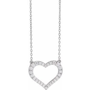 14K White Gold 3/8 CTW Lab-Grown Diamond Heart 16-18" Necklace