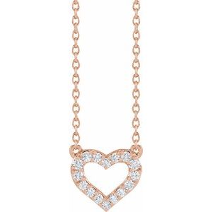 14K Rose Gold 1/5 CTW Lab-Grown Diamond Heart 16-18" Necklace