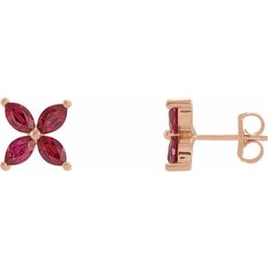 14K Rose Gold Lab-Grown Ruby Earrings