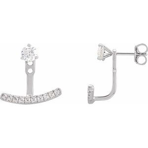 14K White Gold 1/5 CTW Lab-Grown Diamond Curved Bar Earring Jackets – image 3