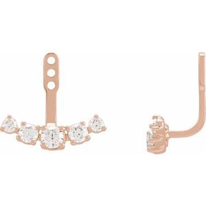 14K Rose Gold 1 CTW Lab-Grown Diamond Curved Bar Earring Jackets
