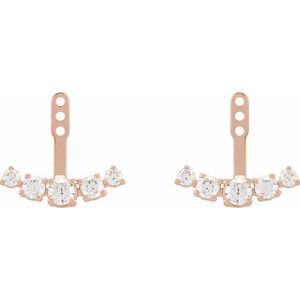 14K Rose Gold 1 CTW Lab-Grown Diamond Curved Bar Earring Jackets – image 2