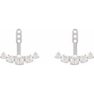 14K White Gold 1 CTW Lab-Grown Diamond Curved Bar Earring Jackets – image 2
