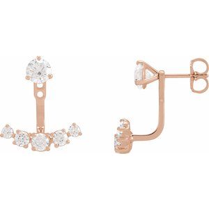 14K Rose Gold 1 CTW Lab-Grown Diamond Curved Bar Earring Jackets – image 3