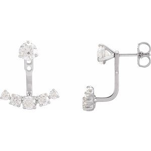 14K White Gold 1 CTW Lab-Grown Diamond Curved Bar Earring Jackets – image 3