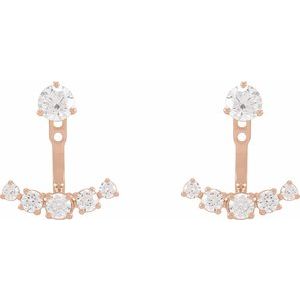 14K Rose Gold 1 CTW Lab-Grown Diamond Curved Bar Earring Jackets – image 4
