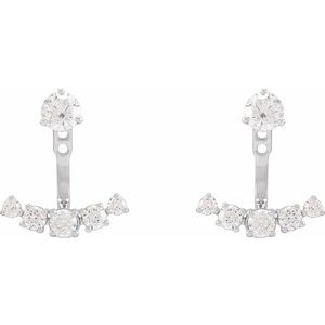 14K White Gold 1 CTW Lab-Grown Diamond Curved Bar Earring Jackets – image 4