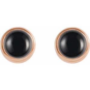 14K Rose Gold Natural Black Onyx Bezel-Set Earrings – image 2