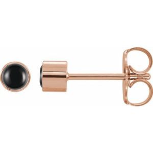14K Rose Gold Natural Black Onyx Bezel-Set Earrings