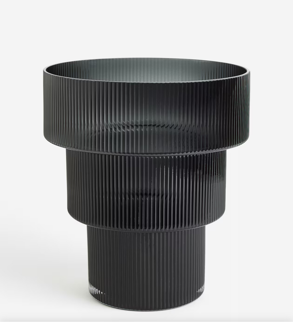 Glass fluted vase