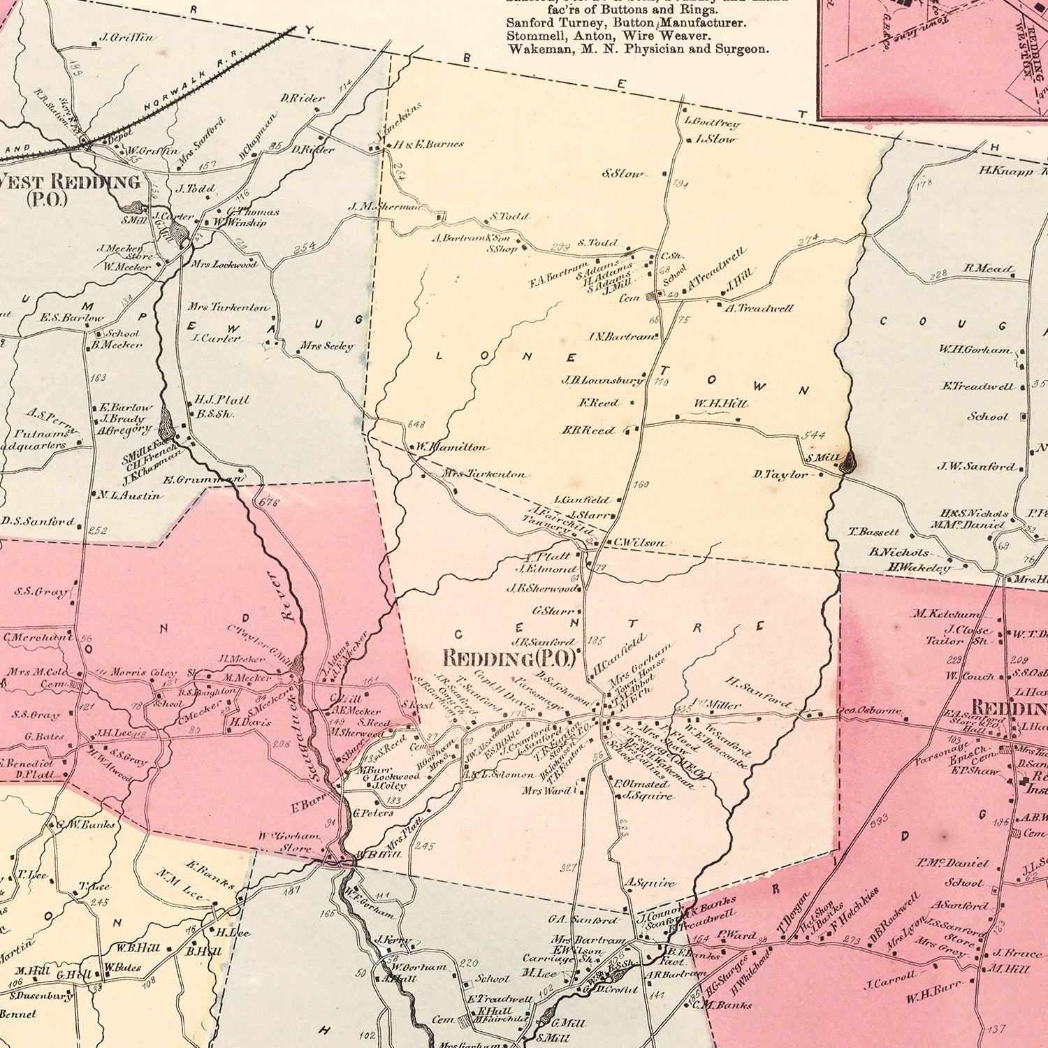 Vintage Map of Georgetown, Connecticut 1867