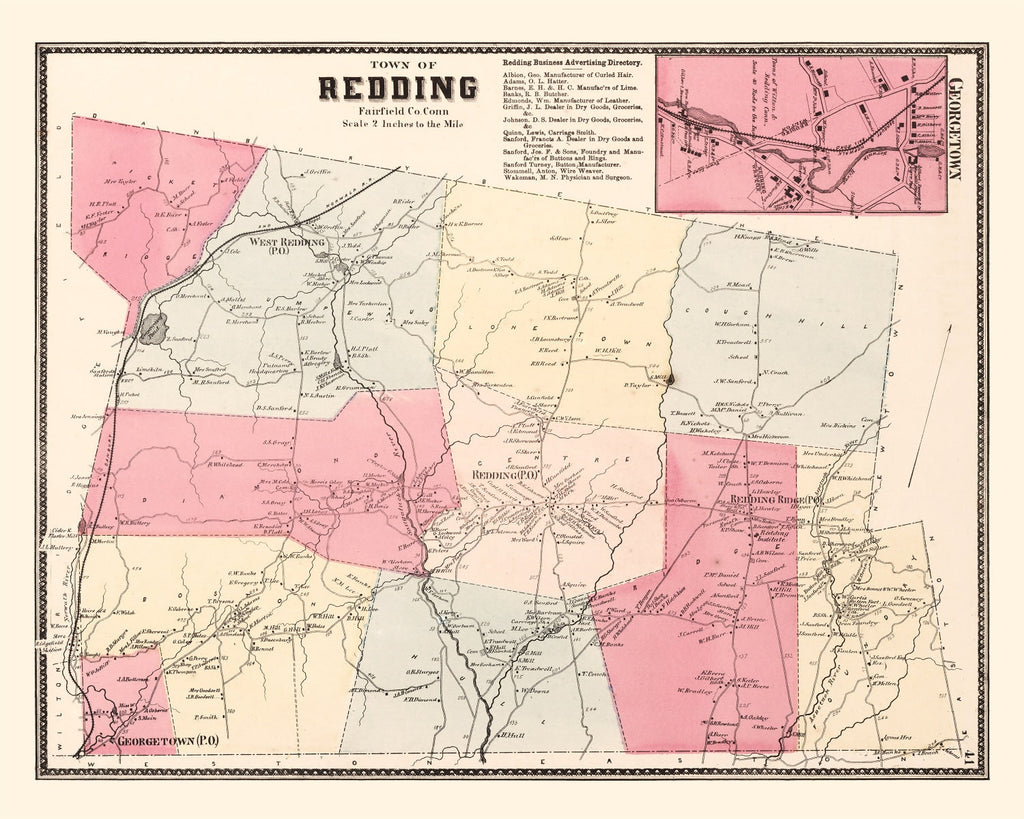 Vintage Map of Georgetown, Connecticut 1867