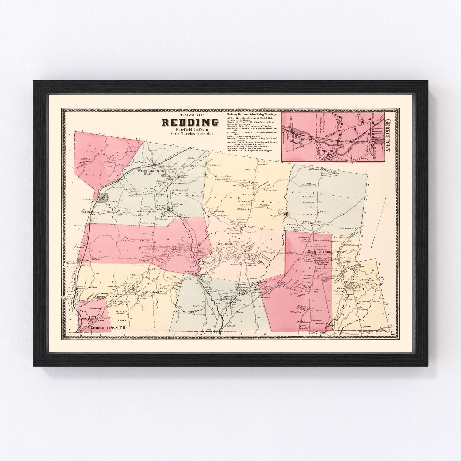 Vintage Map of Georgetown, Connecticut 1867