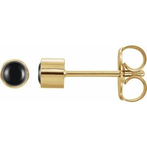 14K Yellow Gold Natural Black Onyx Bezel-Set Earring