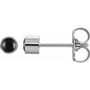 14K White Natural Black Onyx Bezel-Set Earrings