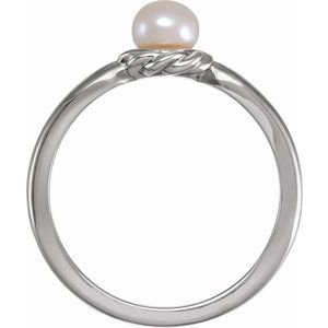 14K White Gold 6-6.5 mm Cultured White Freshwater Pearl Ring