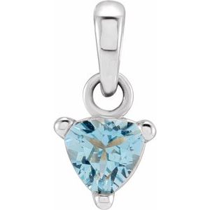 14K White Gold 5x5x5 mm Trillion Natural Aquamarine Pendant