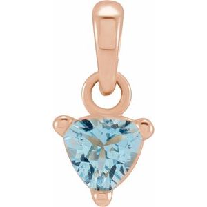 14K Rose Gold 5x5x5 mm Trillion Natural Aquamarine Pendant