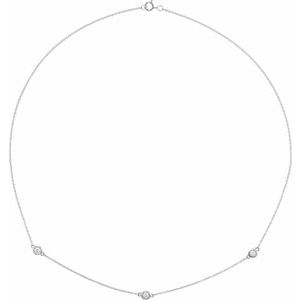 14K White 1/3 CTW Natural Diamond 3-Station 18" Necklace
