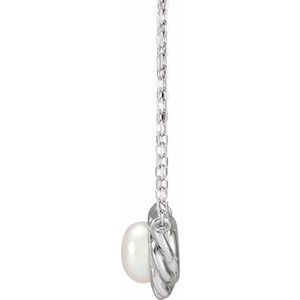 Platinum Cultured White Freshwater Pearl 18" Necklace