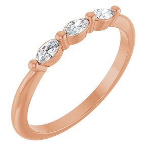 14K Rose Gold 1/5 CTW Natural Diamond Three-Stone Anniversary Band