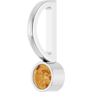 14K White Gold Natural Citrine Charm/Pendant – image 2