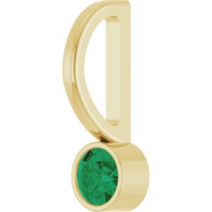 14K Yellow Gold Lab-Grown Emerald Charm/Pendant – image 2