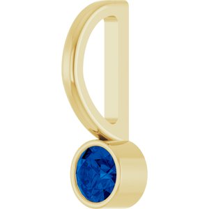14K Yellow Gold Lab-Grown Blue Sapphire Charm/Pendant – image 2