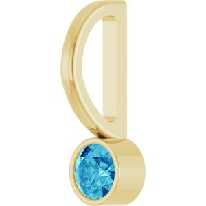 14K Yellow Gold Natural Blue Zircon Charm/Pendant – image 2