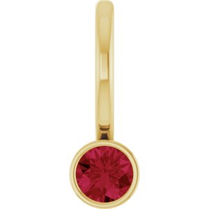 14K Yellow Gold Lab-Grown Ruby Charm/Pendant