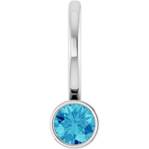 Sterling Silver Natural Blue Zircon Charm/Pendant